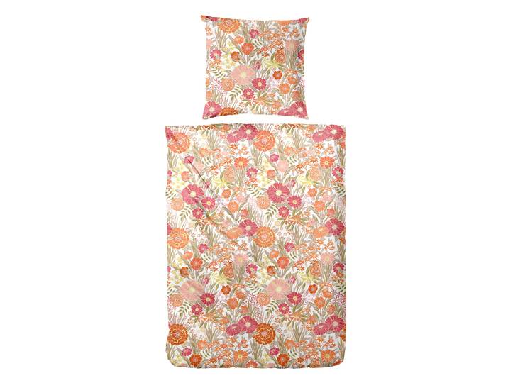 Bettwäsche PRIMERA Perkal-Bettwäsche Wonderful , orange, B/L: 135cm x 200cm, 1 Stk., 1 Stk., Perkal, B/L: 80cm x 80cm, 2 Stk., Perkal, Obermaterial: 100% Baumwolle, Bettwäsche, Bettwäsche, mit einem lebendigen Blumenmuster