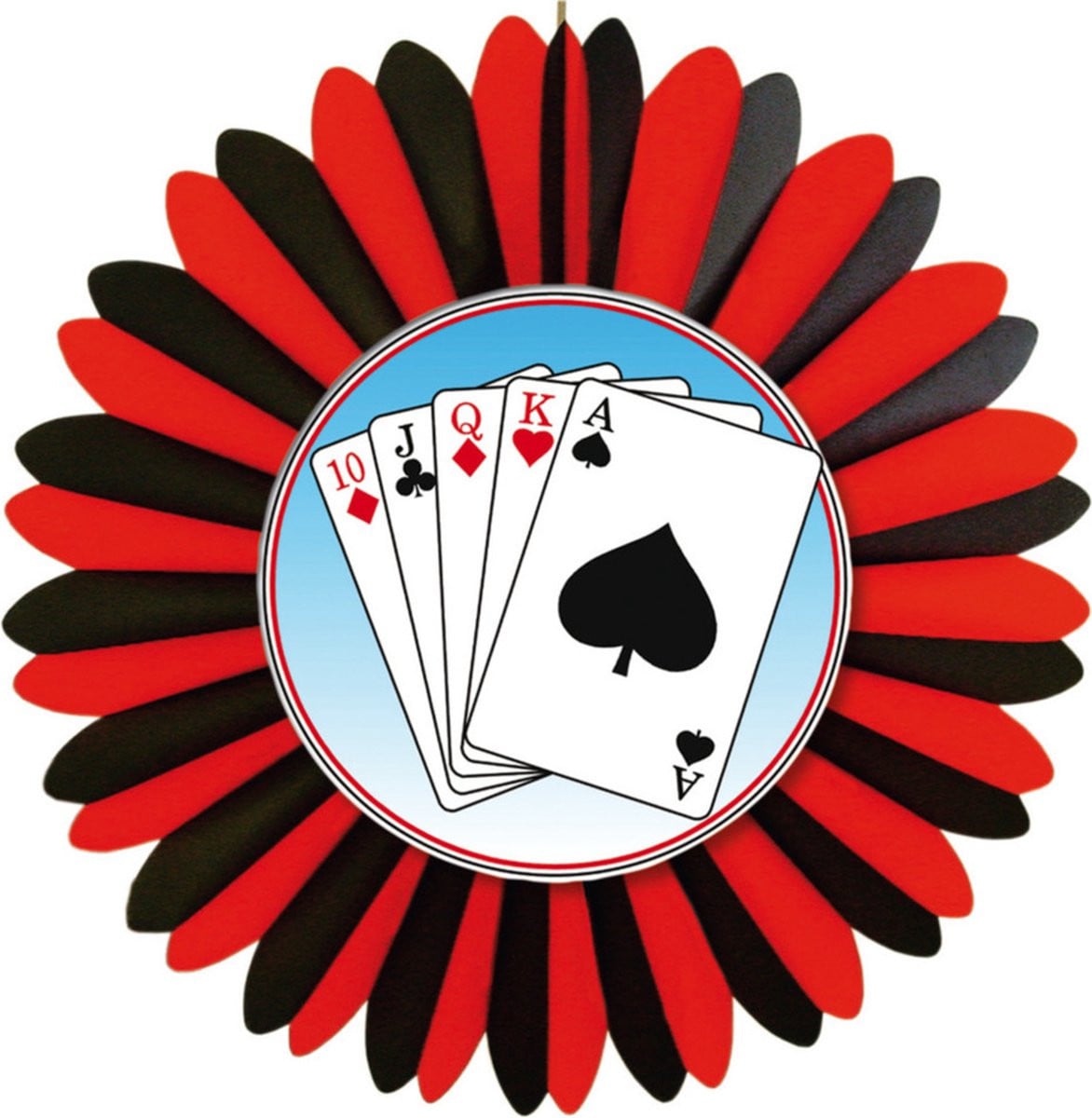 Decoratie waaier met casino kaarten voor feestjes