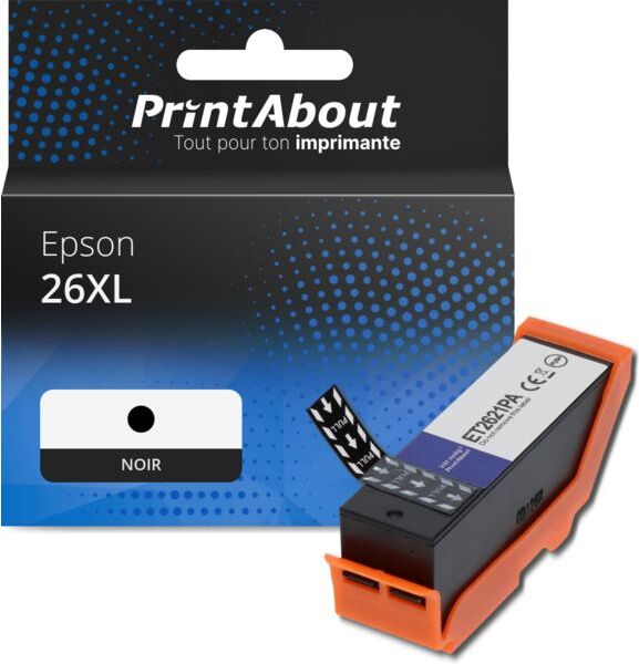 PrintAbout Cartouche compatible Epson 26XL (C13T26214012) - Noir - Grande capacité Noir
