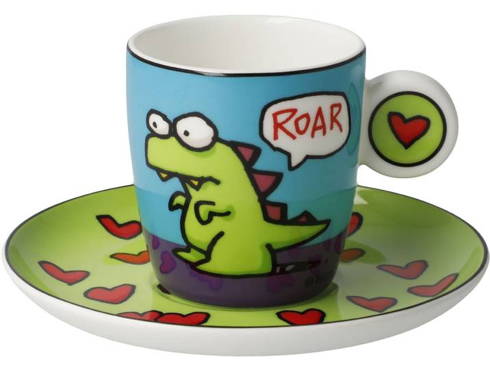 Tasse GOEBEL Espressotasse Ed Eck- Roar , bunt, B:12cm H:7cm, Porzellan, Trinkgefässe, Tasse