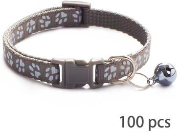 Uplift Essentials Bulk Adjustable Pet Collars With Safety Bells (100 Piece Lot) gray