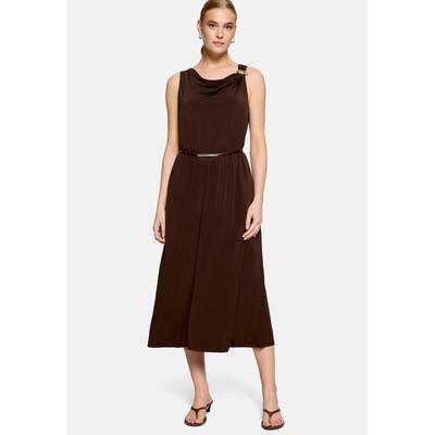 Midikleid ZERO "Damen mit Schnalle", Damen, Gr. 38, Normalgrößen, braun (chocolate plum), Jersey, Obermaterial: 5% Elasthan, 95% Polyester, A-Linie lang, Wasserfallausschnitt, Kleider Midikleid, Schnallen
