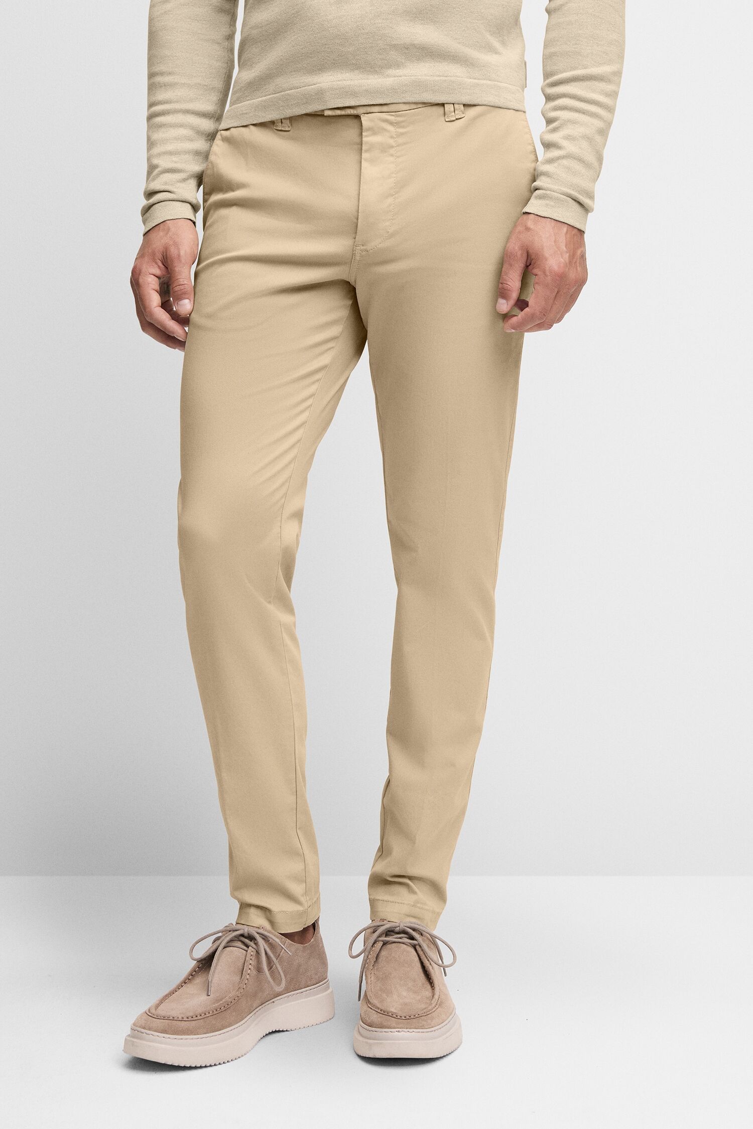 Chinohose CINQUE "CIWOOD_2", Herren, Gr. 52, N-Gr, braun (hellbraun), Web, Obermaterial: 97% Baumwolle, 3% Elasthan, regular fit lang, Hosen Chinohose, im italienischen Look hellbraun 52, N-Gr