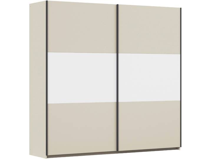 Schwebetürenschrank, Holzwerkstoff, Beige/Weiß, 218×210×59 cm, Vielseitig & Geräumig, Landhaus, Rauch