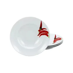 CreaTable Pastateller 4er Set Kräuter , weiß , Porzellan , Maße (cm): B: 29,5 H: 11,5