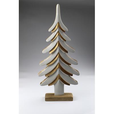 Dekobaum AM DESIGN "Dekofigur aus Holz", gold (weiß), B:22cm H:50cm, Holzwerkstoff, Dekofiguren, BxH: 22x50 cm