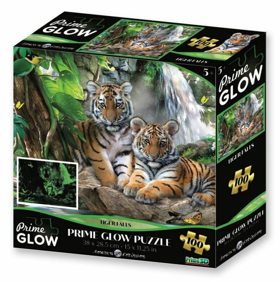 Prime 3D Howard Robinson Glow in the Dark puzzel Tijger waterval 100 stukjes