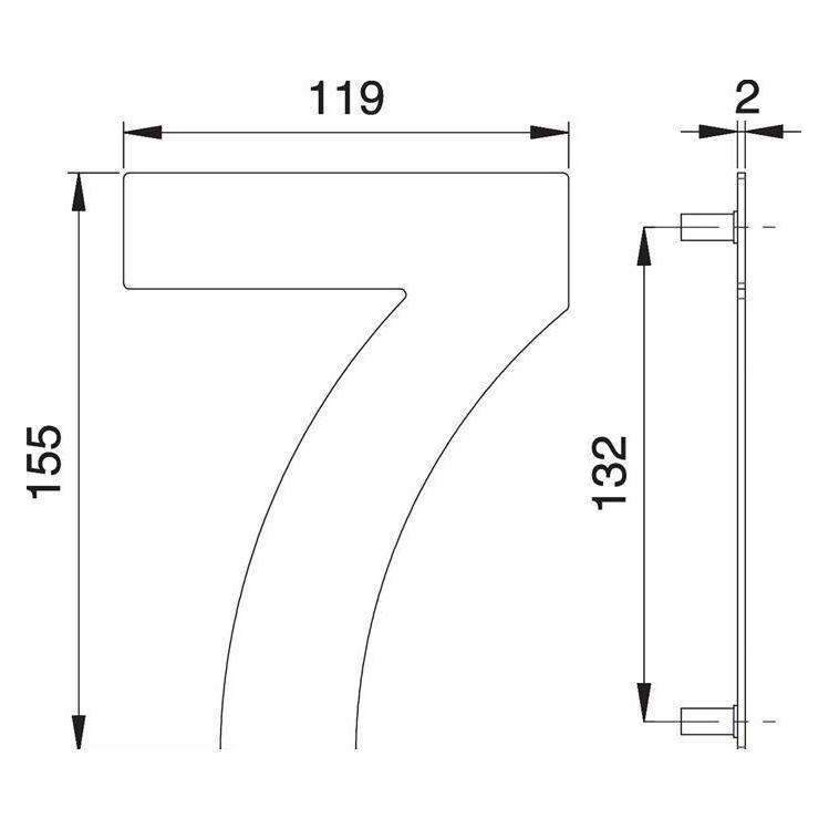 EDI Hausnummer Ziffer 7 Edelstahl matt 150 mm Breite 119 mm (2507/0000/00)