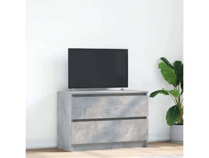 HEFZGDB TV-Schrank Betongrau 80x35x54 cm Holzwerkstoff mit reichlich Stauraum und robuster Oberplatte, praktischer Aufbewahrungsschrank für Multimedia-Geräte und Wohnaccessoires,