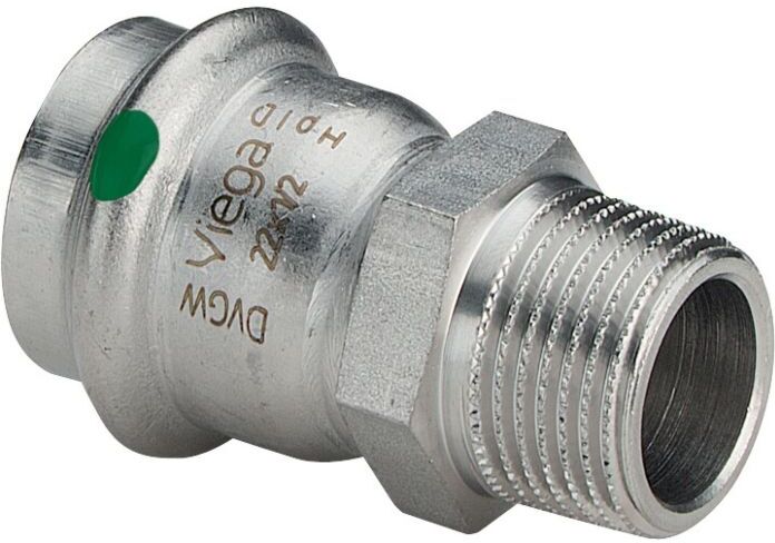 Viega Sanpress Inox Übergangsstück 436520 28mmxR 1, Stahl nichtrostend, Mehrkant, SC-Contur