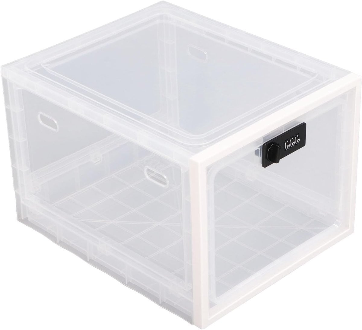 Transparante opbergbox met slot voor veilige opslag