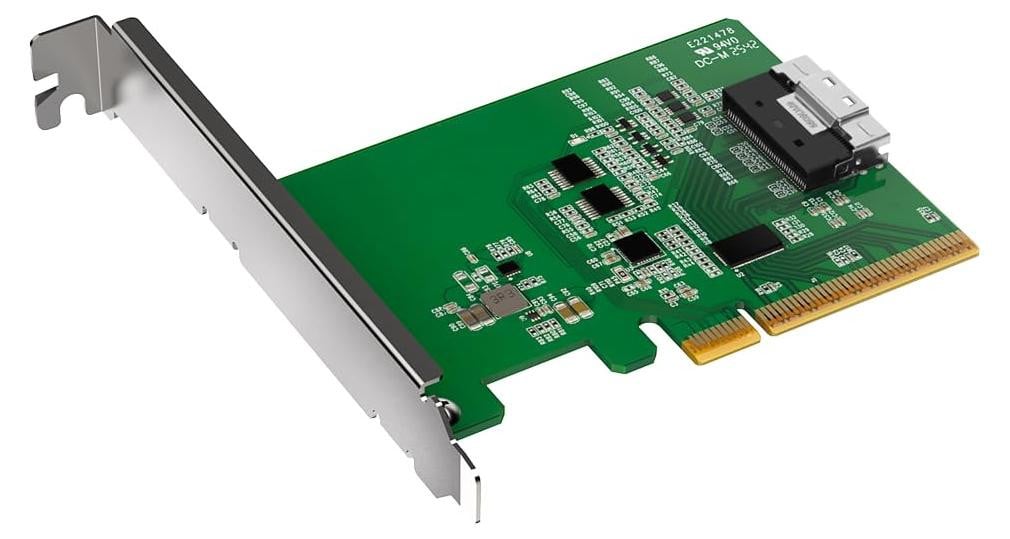 Icy Dock MB409A4 SlimSAS 8i naar PCIe 4.0 x8 PCIe Adapter met Receiver