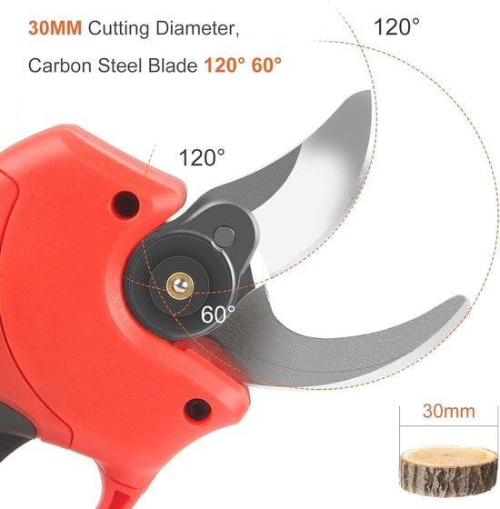 Professionele draadloze elektrische snoeischaar met oplaadbare accu, rood, 16,8V, snijcapaciteit 25 mm