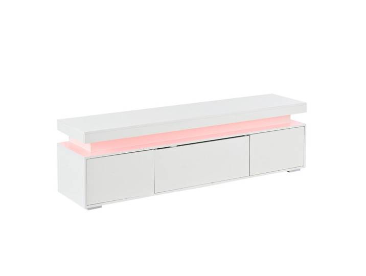 Modenvie Lowboard 150/35/43 cm aus Spanplatte mit LED-Beleuchtung Weiß, 150x43x35 cm, Wohnzimmer, TV Möbel, Lowboards, Lowboards stehend