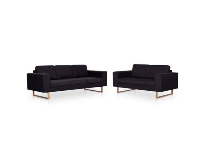 GHVBNMF 2-Teilige Sofagarnitur mit Kissen Couch Set Schwarz Elegant bespanntes Polstermöbel Set fürs Wohnzimmer und Büro mit abnehmbaren Bezug sowie stabilen Eisenbeinen.