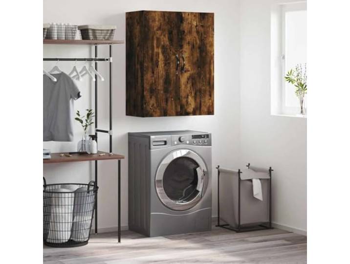 Zeitloser Wandschrank mit elegantem Design und Stauraum: Wandschrank Räuchereiche 69,5x34x90 cm aus Holzwerkstoff mit DREI Fächern als Schwebeschrank oder Highboard mit Türen