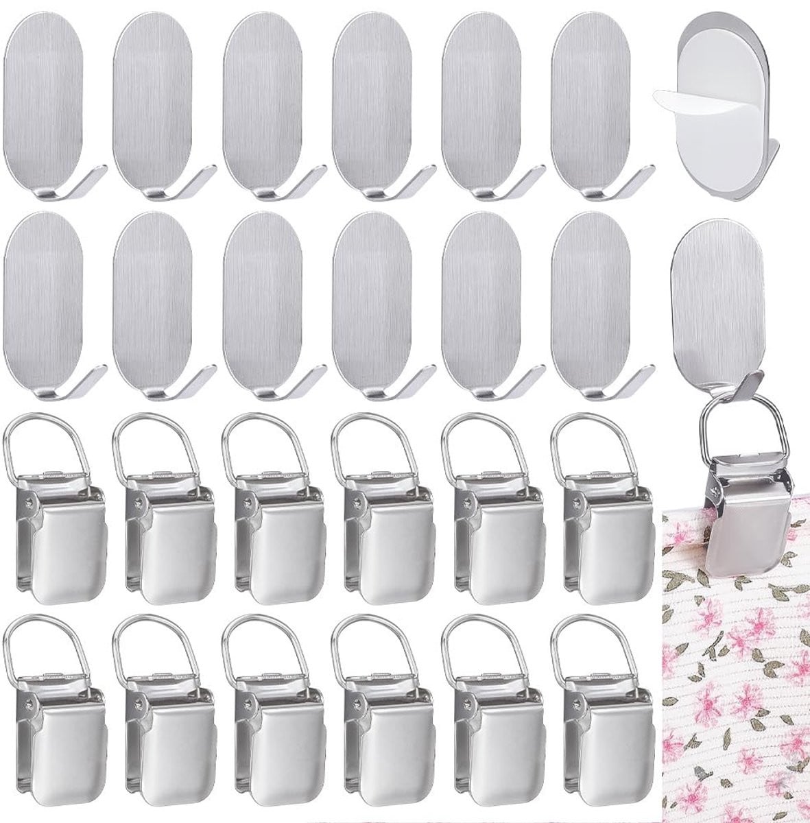 Dailygoods 12 sets zelfklevende wandhaken van ijzer voor wandtapijtclips