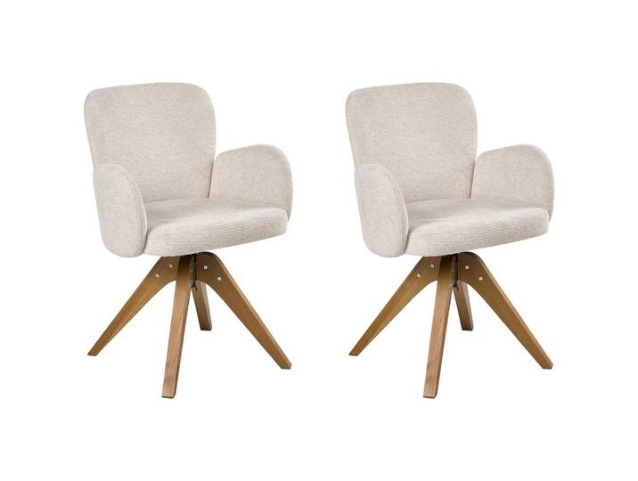 ESSZIMMERSTUHL 2er Set drehbar Stoff Hellbeige Jean