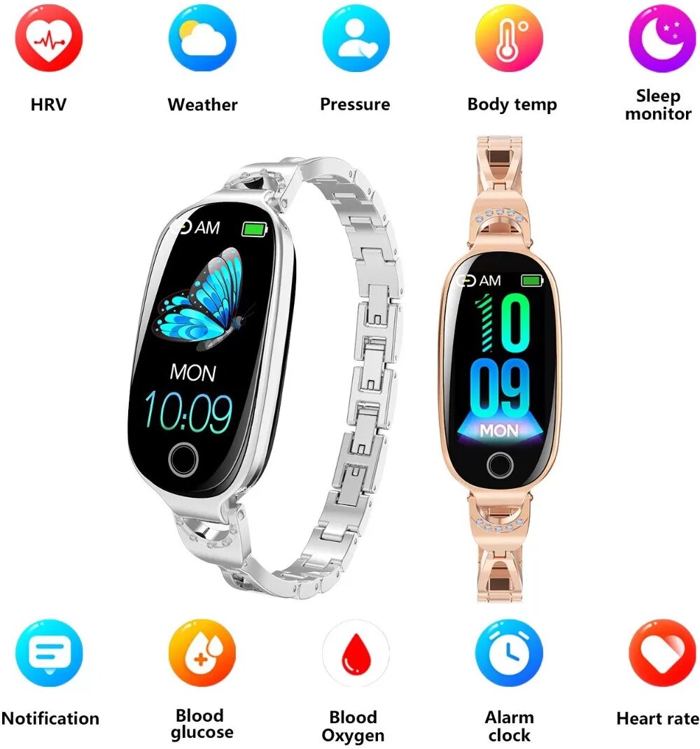 INF Smartwatch kompatibel mit Joeme Fit — Damen Fitnessuhr mit SpO2, Herzfrequenz, Blutdruck, Schlaf & 50+ Sportmodi Silber