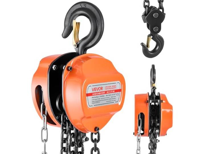 VEVOR Palan Manuel à Chaîne\, Capacité Charge 2 T\, Hauteur de Levage 3 m\, avec Crochet Robuste\, Chaîne G80\, Système de Frein à Double Cliquet\, Levage de Marchandise pour Garages\, Chantiers\, Entrepôts