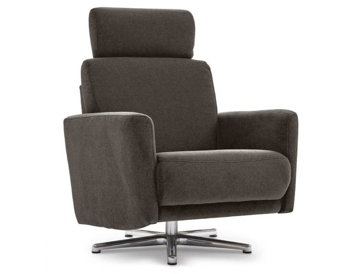 Calizza Interiors Lari Sessel - Flachgewebe Eco-Soil 68 mocca - inkl. Kopfstütze Modern, Zeitlos