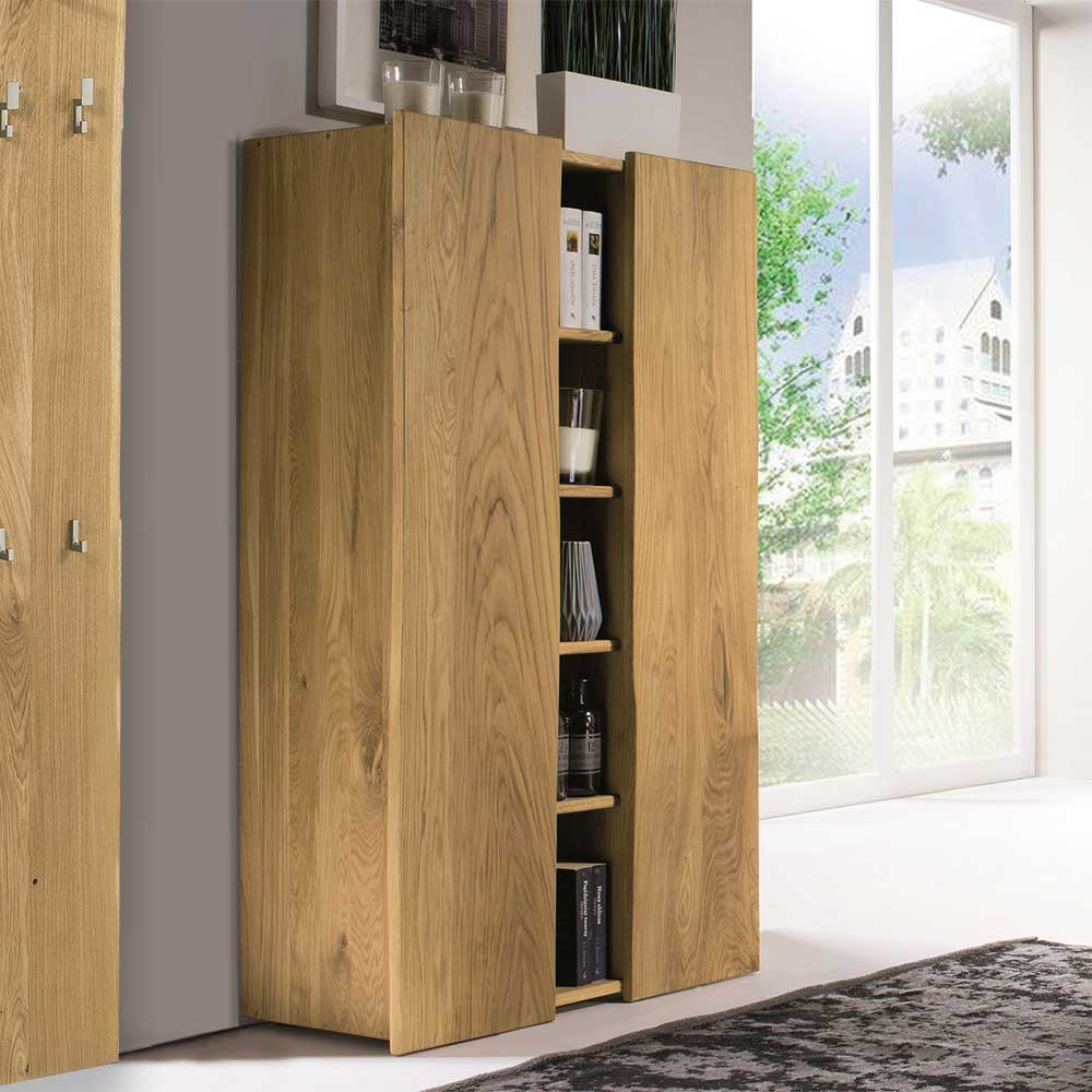 Pharao24.de Flur Schuhschrank aus Eiche Massivholz Baumkante