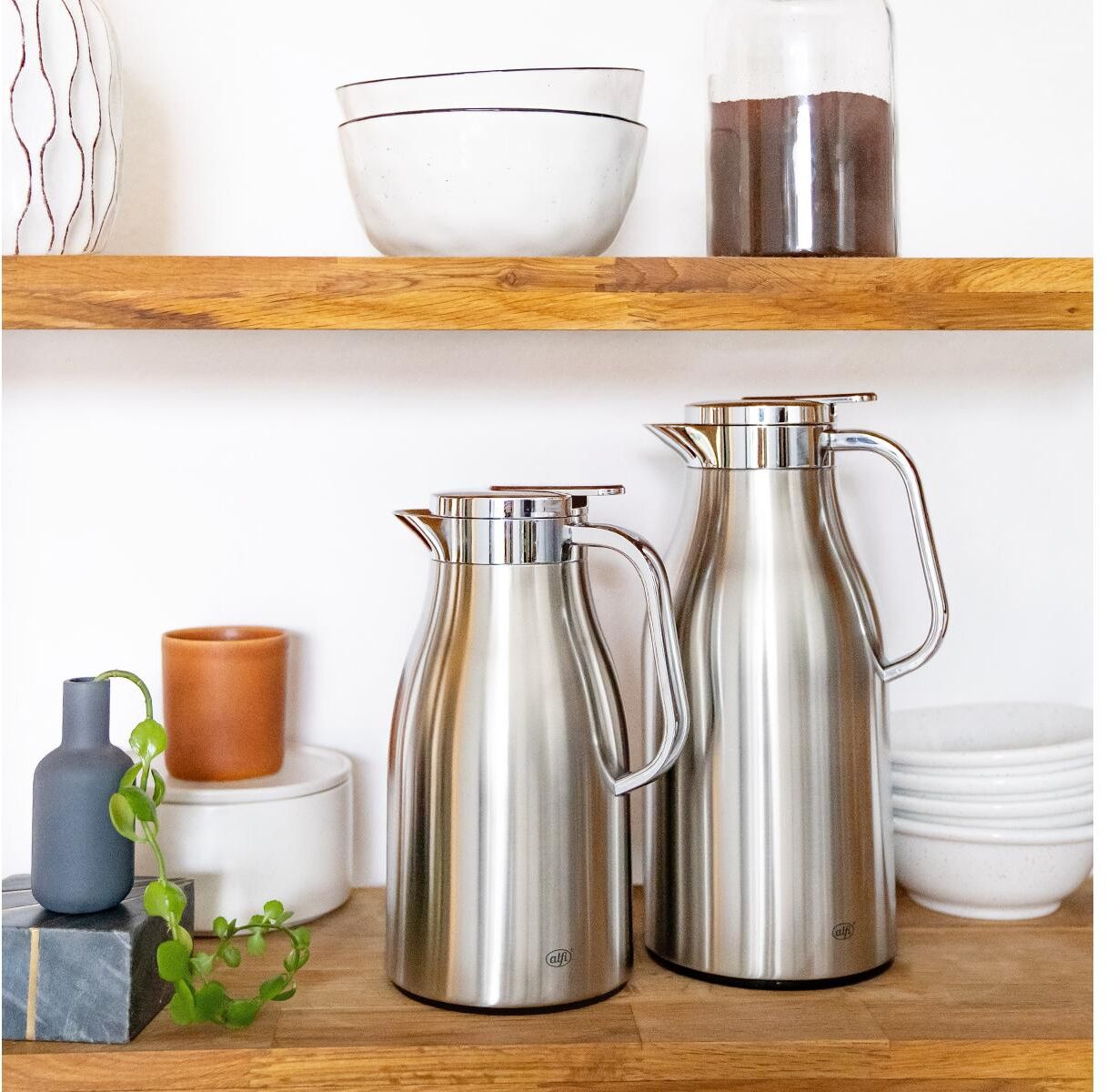 Isolierkanne ALFI "Skyline 1500 ml", silber (silberfarben), Kannen, 1,5 l, Edelstahl, Isolierkanne, H:30,5cm silberfarben 1,5 l