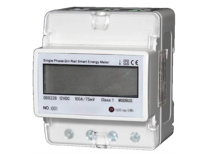 Compteur d'énergie solaire 4P DC 75mV avec shunt externe DC 0-1000V, compteur d'énergie sur rail DIN pour chargeur EV 200A/75mV