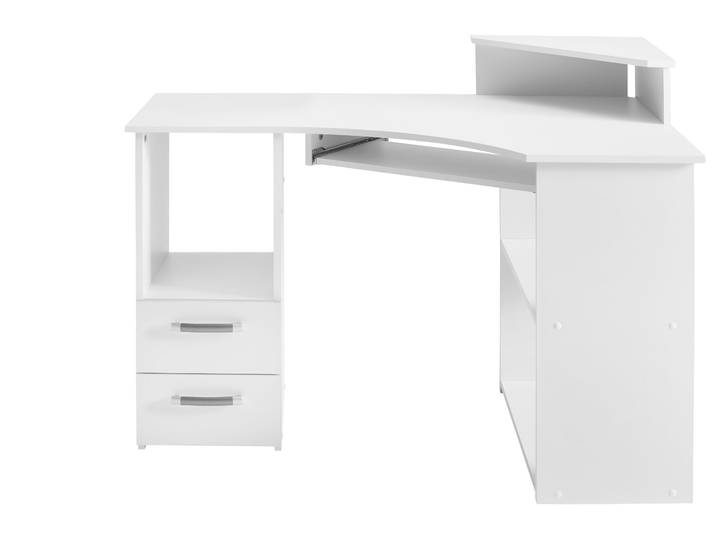 Schreibtisch VOGL MÖBELFABRIK Sam , weiss (weiß), B:115cm H:87cm T:73cm, Tische, Schreibtisch, Eckschreibtisch, Tastaturauszug, Monitoraufsatz & opt. Towerfach