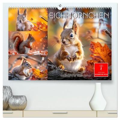 Eichhörnchen - tollkühne Kletterer (hochwertiger Premium Wandkalender 2027 DIN A2 quer), Kunstdruck in Hochglanz