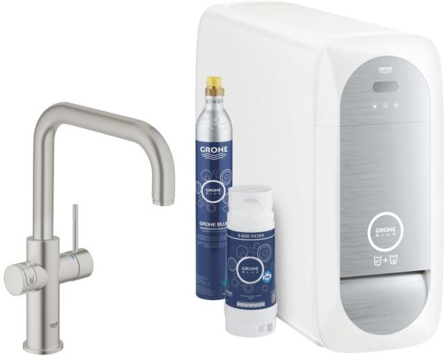 Grohe Blue Home Küchenarmatur 31456DC1 supersteel, U-Auslauf, Starter Kit