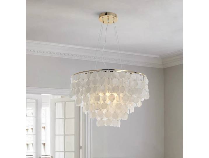 2026 Coquille moderne LED Pendentif Lampe Or Chrome Coquillage Plafond Lustre Suspendu Luminaires Maison Luminaire Suspension