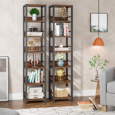 ROSE Set of 2pcs 75 Inch Tall Narrow Corner Shelves, 6-Tier Etagere Bookcase Storage Rack Bookshelves for Home Office