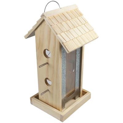 Vogelhaus WINDHAGER "Country, Futterspender aus Kiefernholz, mit Schindeldach", beige (holzfarben), B:38cm H:175cm T:19cm, Massivholz, Tierhäuser, Futterstation inkl. Aufhängung, Füllmenge ca. 3 L, 17,5x19x38 cm