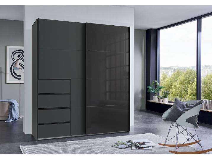 Schwebetürenschrank Bali 180cm Schwarz/Graphit