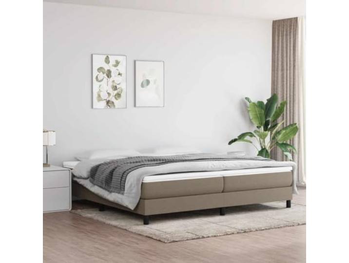 Strapazierfähiger Stoff Boxspringbettrahmen Schlafzimmer Taupe 200x200 cm Boxspringbettgestell Taupe 200x200 cm Stoff Bettrahmen mit Kopfteil Stabiler Lattenrost Ohne Matratze