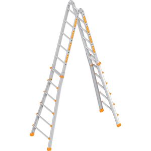 Layher Teleskopleiter Topic 1058, Länge 6,4m, aus Aluminium mit 4 x 6 Sprossen