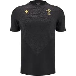 Macron, Herren, Sportshirt, Trainingsshirt Wales 2024 (5XL), Schwarz, Gold, 5XL