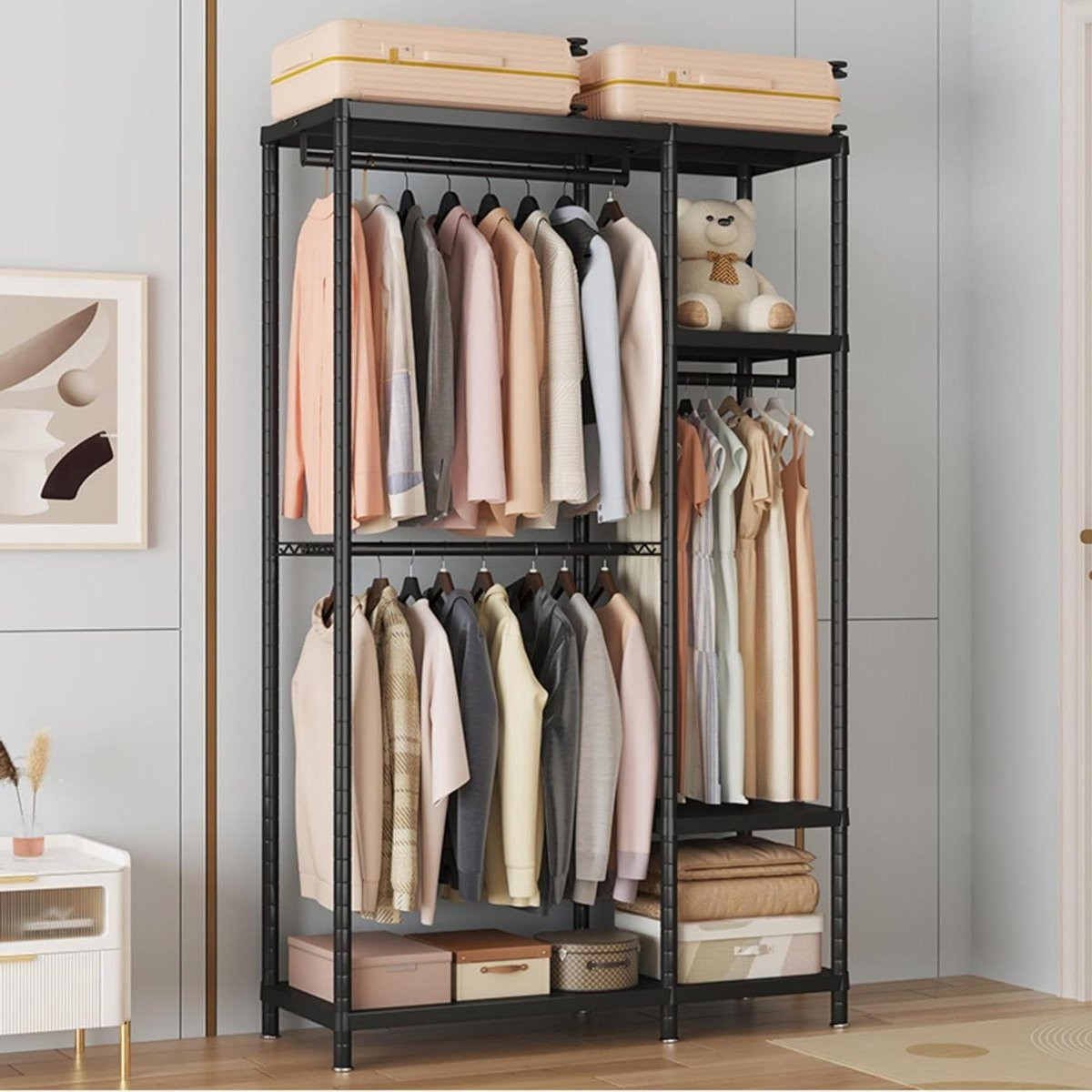 Zwart kledingrek - Open kledingkast voor zware belasting - Breedte: 114 cm