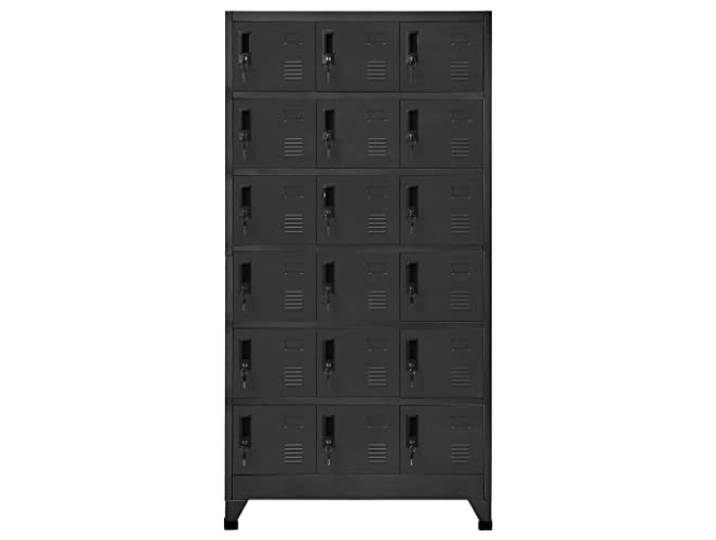 MNCVXAXG Schrank mit Schloss, Anthrazit, 90 x 40 x 180 cm, Stahl, 18 Türen Robuster Stahl, 2 Türschlüssel, Lüftungsschlitze, Namensschilder, 10 kg pro Fach, Wandbefestigung inklusive