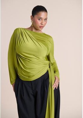 Plus Size Women's Draped Tie-Waist Top by ELOQUII in Pear Liqueur (Size 22/24)
