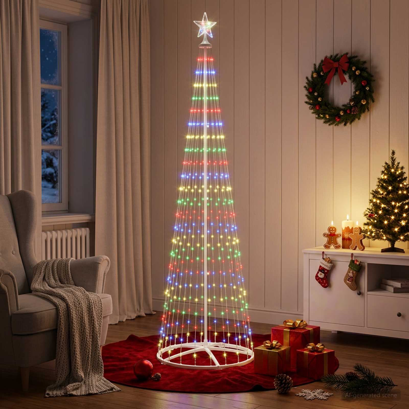 vidaXL Sapin cône lumineux LED 250 cm 470 LED Multicolore Acier Blanc