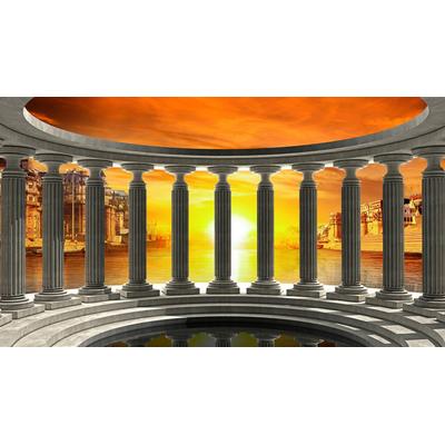 Fototapete PAPERMOON "Griechische Welt", bunt, B:4,5m L:2,8m, Vlies, Tapeten
