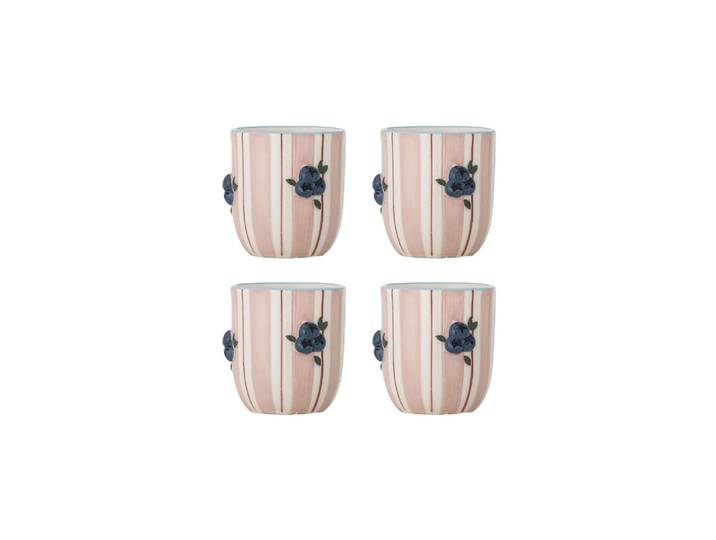 Lot de 4 tasses D8xH9 cm en grès rose Carry
