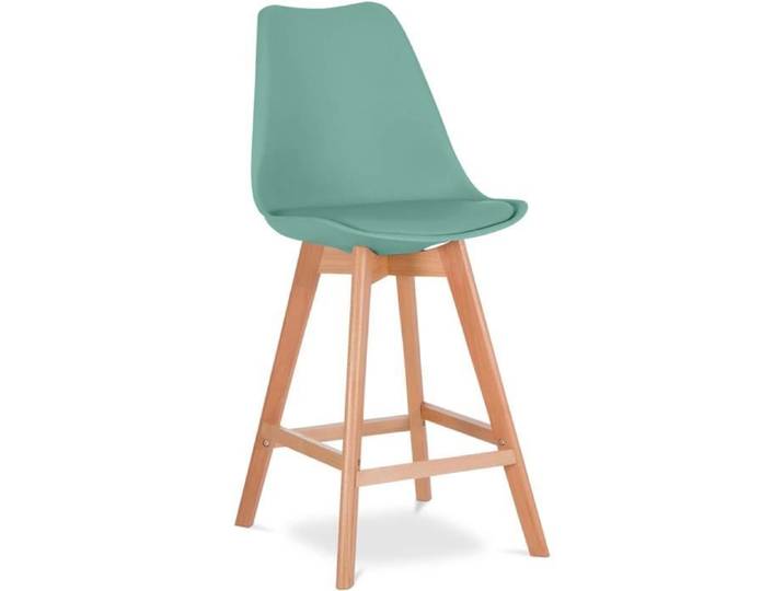 Premium Tabouret de bar Brielle avec coussin de scandinave - Bois Vert pastel