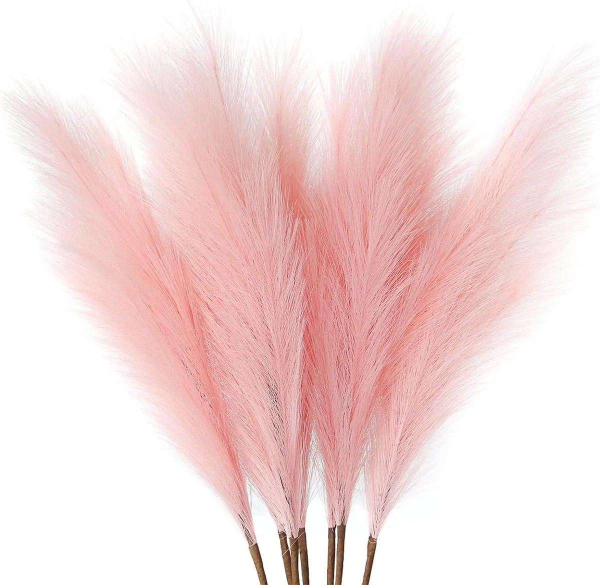 Set van 7 stuks kunst pampasgras decoratie voor in huis, zacht en vol, roze