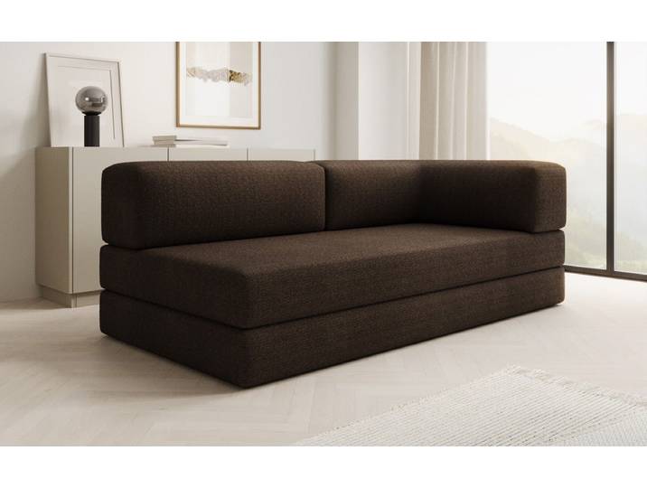Designer Sofa-Chaise Longue Lazy in Bouclé - Braun - Bouclé - Luxusbetten24