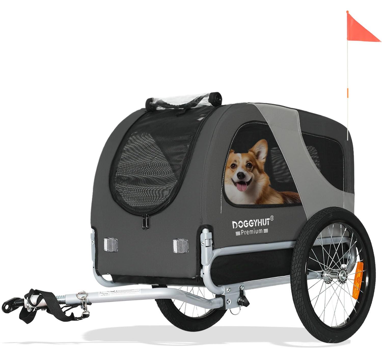 Fahrradanhänger für Hunde - Für Hunde bis 23 kg - Zusammenklappbar - Premium, mittelgroß