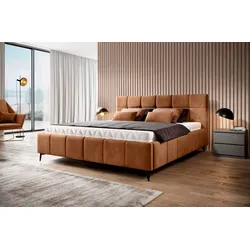 Polsterbett Naomi 140 x 200 cm Stoff Braun Cognac