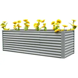 OUTFLEXX Set Hochbeet mit Erweiterungsmodul, silber, Aluminium-Zink-Stahl, 120+80cm